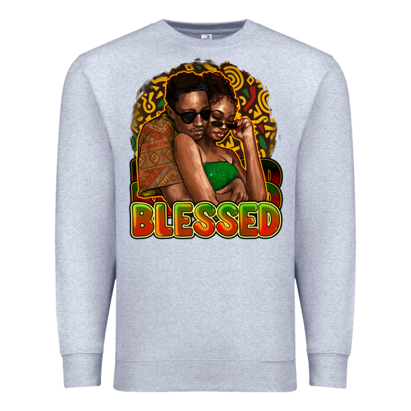 Black Couple Blessed Premium Sweatshirt by NancyCooperArtShop | Teevron