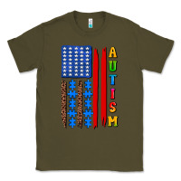 Army Green autism american flag Classic Tee - AdoDesignShop