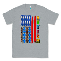 Heather Grey autism american flag Classic Tee - AdoDesignShop