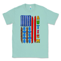 Seafoam autism american flag Classic Tee - AdoDesignShop