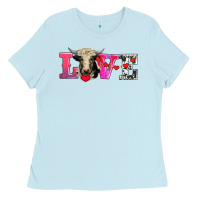 Baby Blue love with holstein cow Ladies Tee - AdoDesignShop