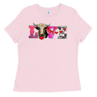 Bubblegum Pink love with holstein cow Ladies Tee - AdoDesignShop