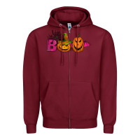Burgundy boo pumpkins Zipper Hoodie - Jasminsmagicworld