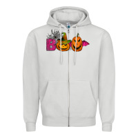 Dove Grey boo pumpkins Zipper Hoodie - Jasminsmagicworld