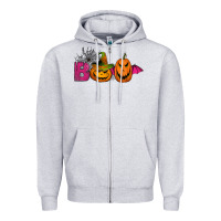Heather Grey boo pumpkins Zipper Hoodie - Jasminsmagicworld