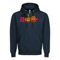 Navy boo pumpkins Zipper Hoodie - Jasminsmagicworld
