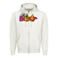 Oatmeal Heather boo pumpkins Zipper Hoodie - Jasminsmagicworld