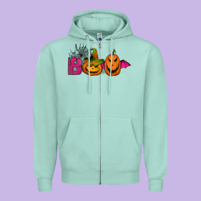 Boo Pumpkins Zipper Hoodie Designed By Jasminsmagicworld