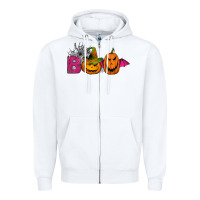White boo pumpkins Zipper Hoodie - Jasminsmagicworld