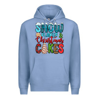 Colony Blue snow flakes and Christmas cakes Premium Hoodie - Jasminsmagicworld