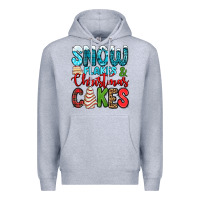 Heather Grey snow flakes and Christmas cakes Premium Hoodie - Jasminsmagicworld