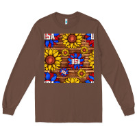 Chestnut usa sunflower seamless pattern Long Sleeve Tee - BundleAndBundleShop