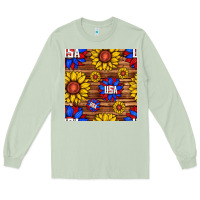 Matcha usa sunflower seamless pattern Long Sleeve Tee - BundleAndBundleShop