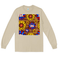 Mushroom usa sunflower seamless pattern Long Sleeve Tee - BundleAndBundleShop