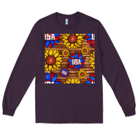 Plum usa sunflower seamless pattern Long Sleeve Tee - BundleAndBundleShop
