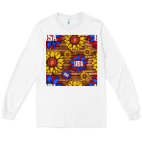 White usa sunflower seamless pattern Long Sleeve Tee - BundleAndBundleShop