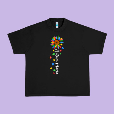 Autism Mama Sunflower White Urban Heavy Tee Designed By Jahusdesignshop