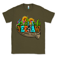 Army Green yeehaw and cactus with horseshoe Classic Tee - AdoDesignShop