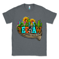 Charcoal Heather yeehaw and cactus with horseshoe Classic Tee - AdoDesignShop