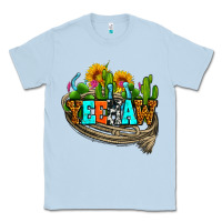 Dusty Blue yeehaw and cactus with horseshoe Classic Tee - AdoDesignShop