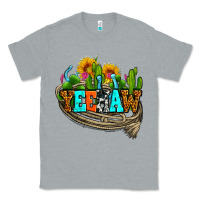 Heather Grey yeehaw and cactus with horseshoe Classic Tee - AdoDesignShop