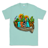 Seafoam yeehaw and cactus with horseshoe Classic Tee - AdoDesignShop