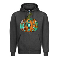 Charcoal Heather western cowhide turquoise pumpkin Zipper Hoodie - Jasminsmagicworld
