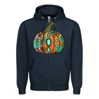 Navy western cowhide turquoise pumpkin Zipper Hoodie - Jasminsmagicworld