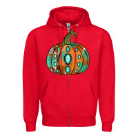 Red western cowhide turquoise pumpkin Zipper Hoodie - Jasminsmagicworld