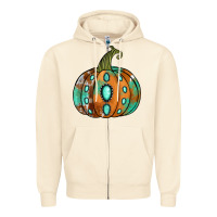 Sandshell western cowhide turquoise pumpkin Zipper Hoodie - Jasminsmagicworld