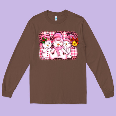 Chillin Pink   With My Snowmies  Ado Long Sleeve Tee Designed By Adodesignshop