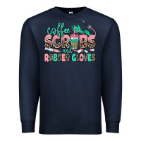 Navy coffee scrubs and rubber gloves Premium Sweatshirt - MaliasSmallBusiness