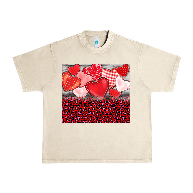 Valentine's Day Red Hearts Red Leopard Urban Heavy Tee by BarkalooDesign | Teevron