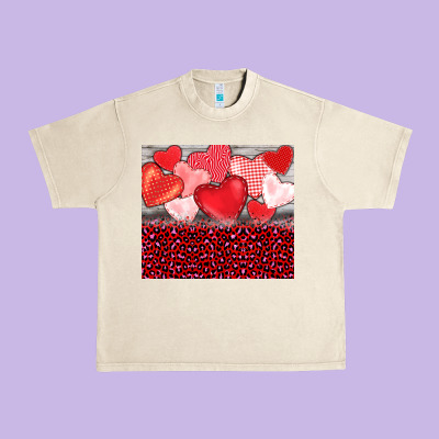Valentine's Day Red Hearts Red Leopard Urban Heavy Tee Designed By Barkaloodesign