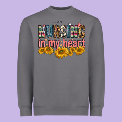 Nursing In My Heart Heavyweight Sweatshirt Designed By Fadigitalartstudio