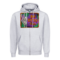 Heather Grey bad witch vibes Zipper Hoodie - Jasminsmagicworld