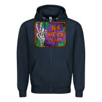 Navy bad witch vibes Zipper Hoodie - Jasminsmagicworld