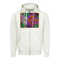 Oatmeal Heather bad witch vibes Zipper Hoodie - Jasminsmagicworld