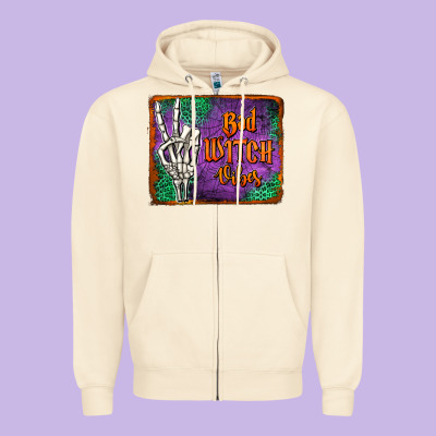 Bad Witch Vibes Zipper Hoodie Designed By Jasminsmagicworld
