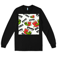 Black bookworm seamless pattern Long Sleeve Tee - BundleAndBundleShop
