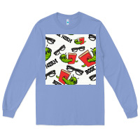 Colony Blue bookworm seamless pattern Long Sleeve Tee - BundleAndBundleShop