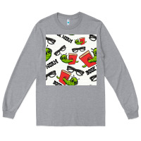 Heather Grey bookworm seamless pattern Long Sleeve Tee - BundleAndBundleShop