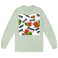 Matcha bookworm seamless pattern Long Sleeve Tee - BundleAndBundleShop
