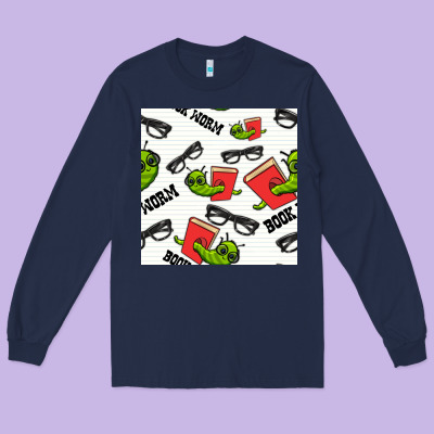 Bookworm Seamless Pattern Long Sleeve Tee Designed By Bundleandbundleshop