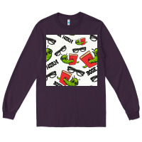 Plum bookworm seamless pattern Long Sleeve Tee - BundleAndBundleShop