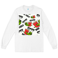 White bookworm seamless pattern Long Sleeve Tee - BundleAndBundleShop