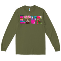 Army Green love with braunvieh cow Long Sleeve Tee - AdoDesignShop