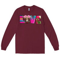 Burgundy love with braunvieh cow Long Sleeve Tee - AdoDesignShop