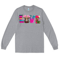 Heather Grey love with braunvieh cow Long Sleeve Tee - AdoDesignShop