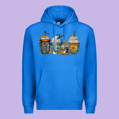 Bull Skull Western Coffee Cups Premium Hoodie Designed By Jasminsmagicworld